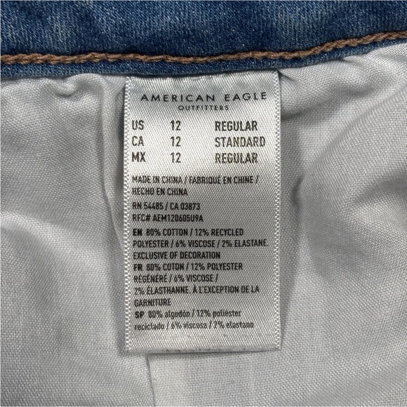 American Eagle Denim Super High-Rise Jegging Women 12 Light Blue Distressed - Picture 8 of 11
